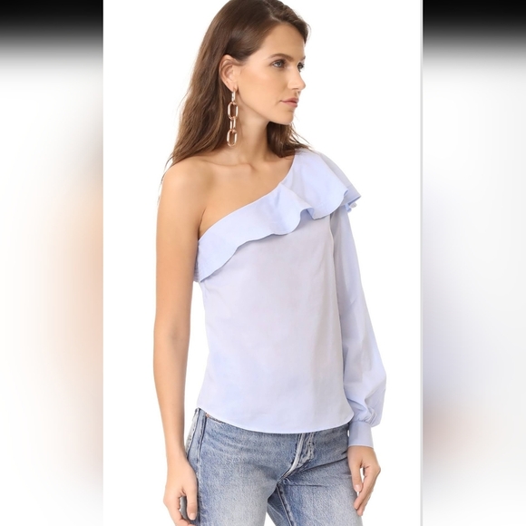 A.L.C. Brielle One-Shoulder blue Poplin Top size 10 NWT - Picture 2 of 12
